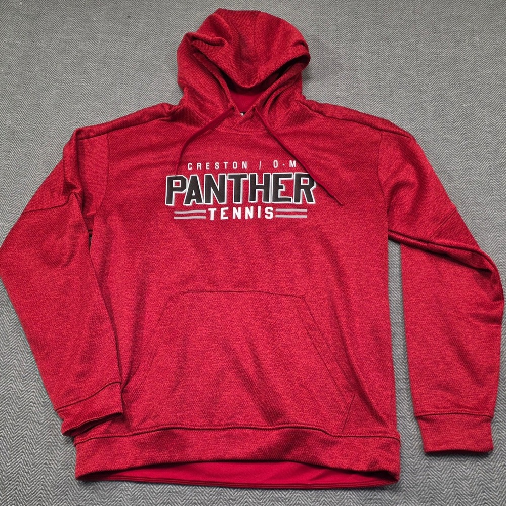 Adidas Creston Panther Tennis Hoodie Mens Large Red Heather Pullover Sweatshirt